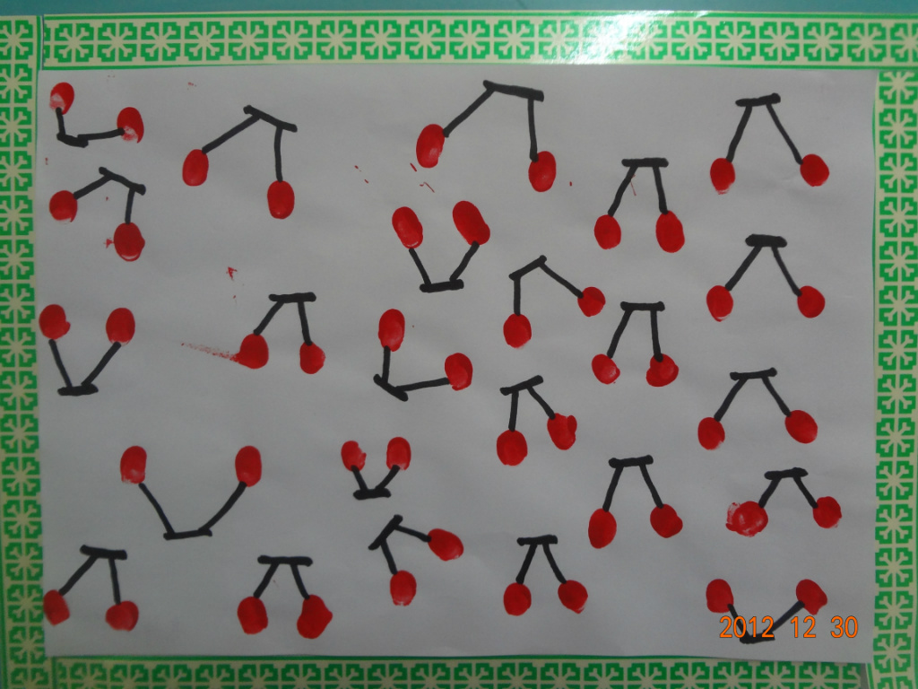 手指点印画《樱桃》