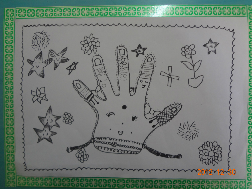 幼儿园手掌线描画图片